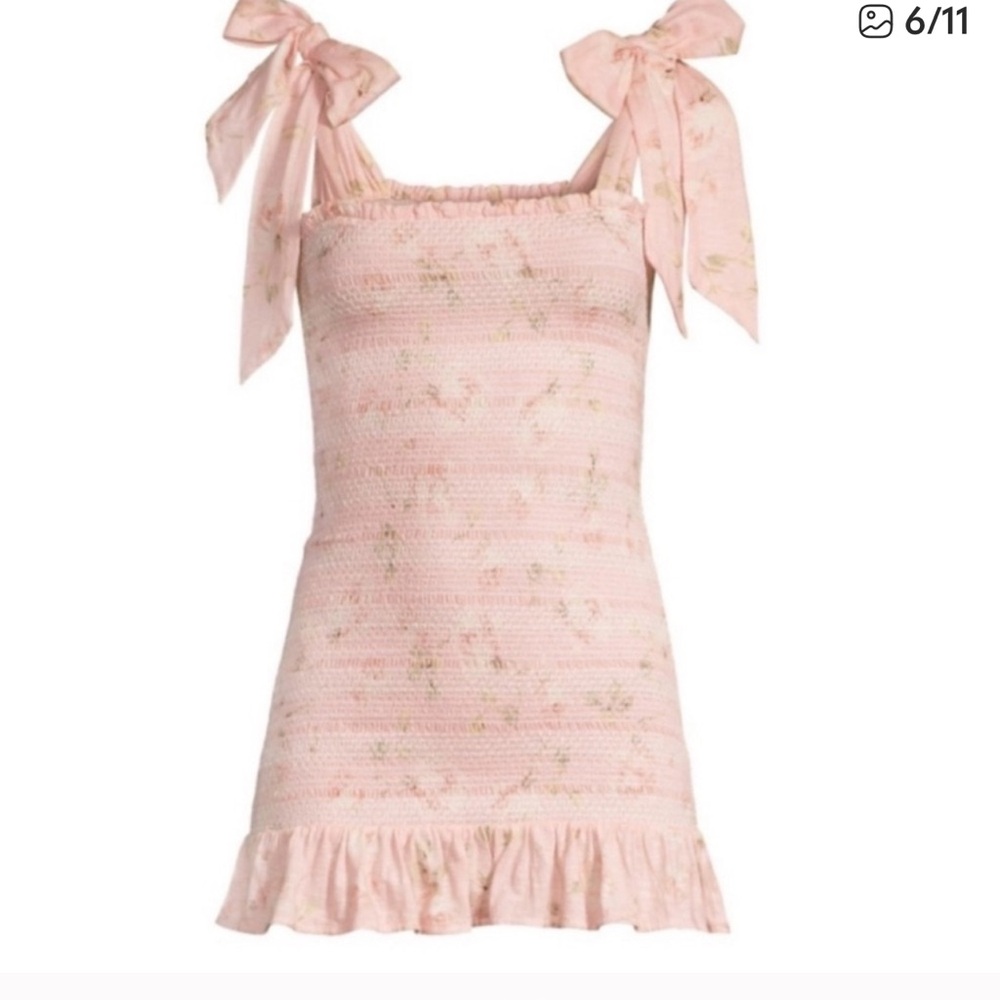 NWT LOVESHACK FANCY norna Pink Floral smocked Dress in ballet pink size XL - Picture 4 of 12